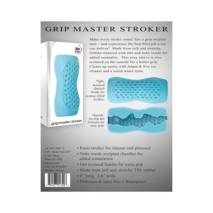 Adam & Eve Gripmaster Stroker Open-Ended Masturbator Sleeve Teal