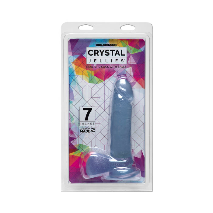 Crystal Jellies - 7in Realistic Cock w/Balls Clear
