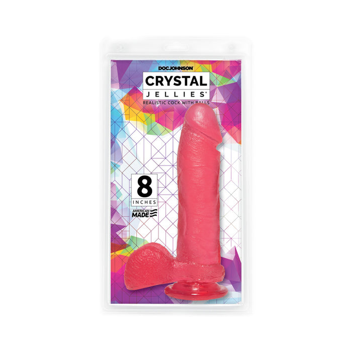 Crystal Jellies - 8in Realistic Cock w/Balls Pink