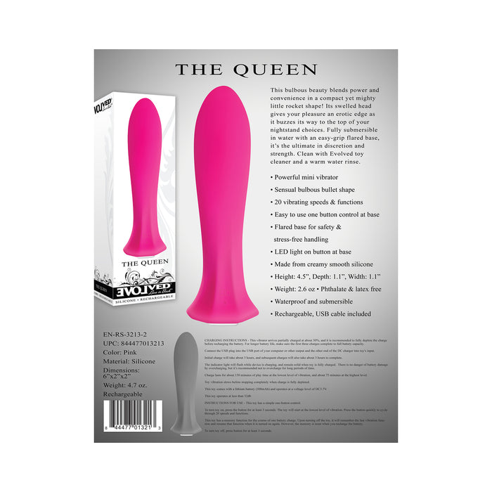 Evolved The Queen Rechargeable Silicone Mini Vibrator Pink
