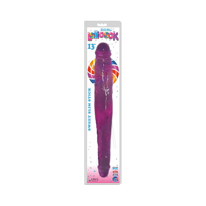 Curve Toys Lollicock Sweet Slim Stick 13 in. Dual Ended Dildo Grape