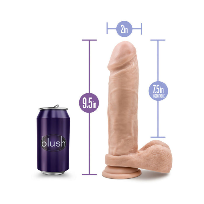 Blush Au Naturel 9.5 in. Posable Dual Density Dildo with Balls & Suction Cup Beige