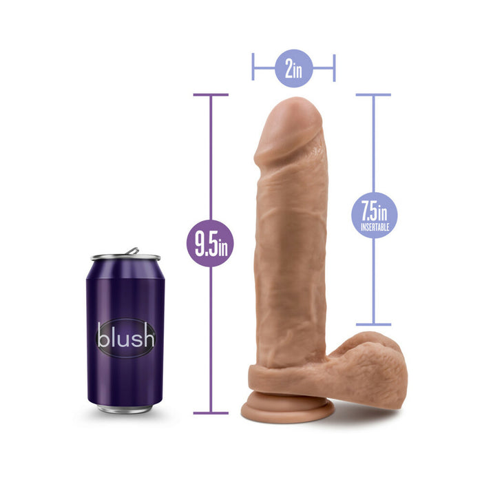 Blush Au Naturel 9.5 in. Posable Dual Density Dildo with Balls & Suction Cup Tan