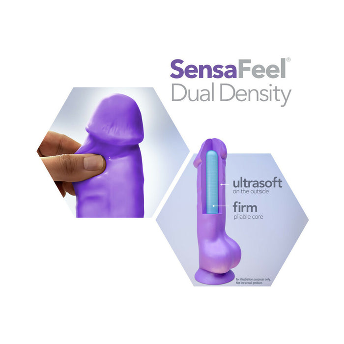 Blush Au Naturel Bold Pleaser 7 in. Posable Dual Density Dildo with Balls & Suction Cup Purple