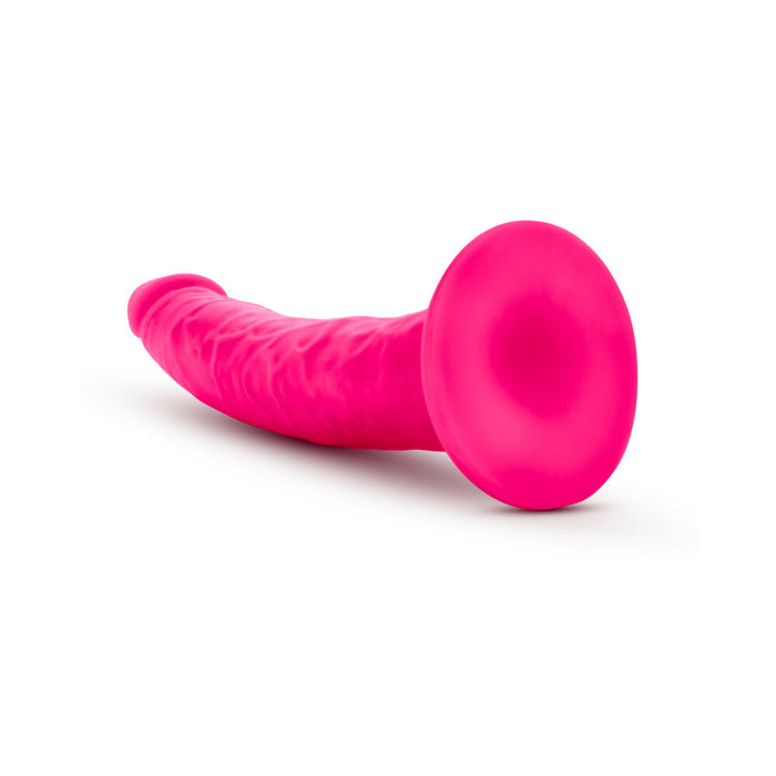 Blush Neo Elite 7.5 in. Silicone Dual Density Dildo with Suction Cup Neon Pink