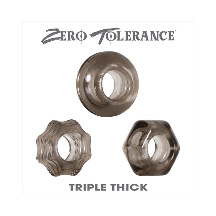 Zero Tolerance Triple Thick 3-Piece Cockring Set Smoke