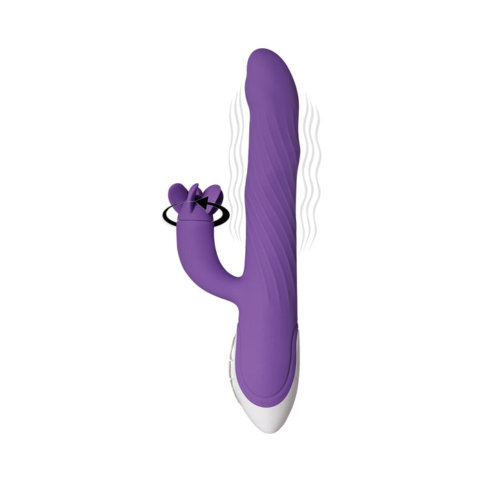 Evolved Tilt-O-Whirl Dual Stimulation Vibrator With Spinning Clit Stimulator Purple