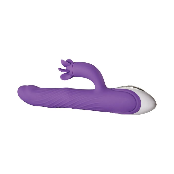 Evolved Tilt-O-Whirl Dual Stimulation Vibrator With Spinning Clit Stimulator Purple