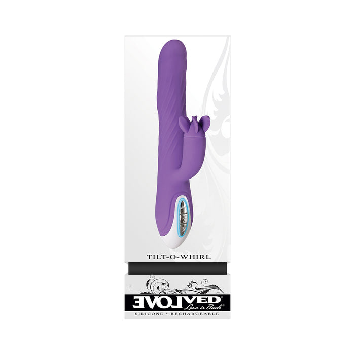 Evolved Tilt-O-Whirl Dual Stimulation Vibrator With Spinning Clit Stimulator Purple