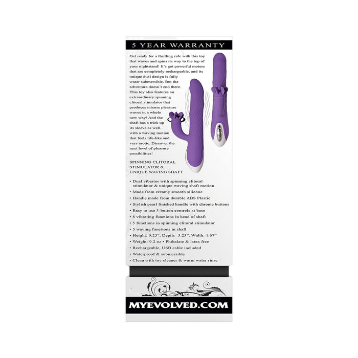 Evolved Tilt-O-Whirl Dual Stimulation Vibrator With Spinning Clit Stimulator Purple