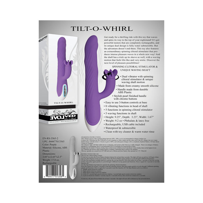 Evolved Tilt-O-Whirl Dual Stimulation Vibrator With Spinning Clit Stimulator Purple