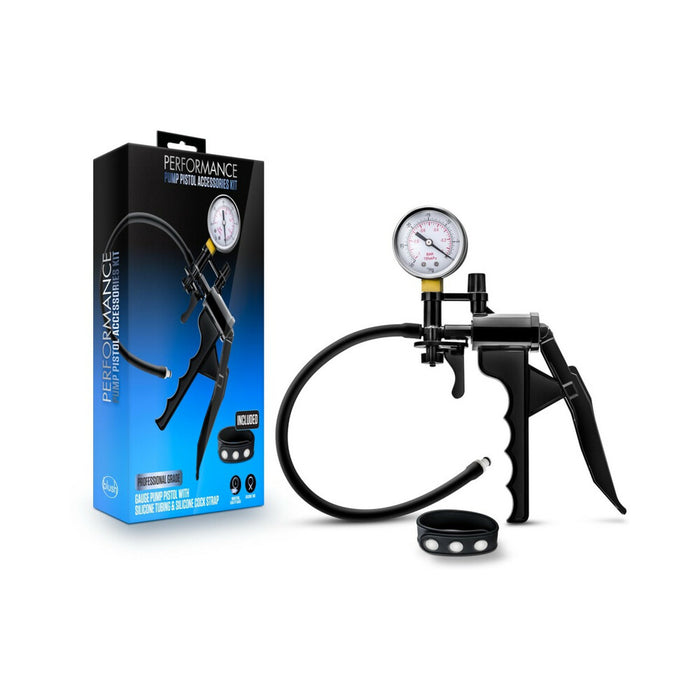 Blush Performance Gauge Pump Pistol with Silicone Tubing & Silicone Cock Strap Black