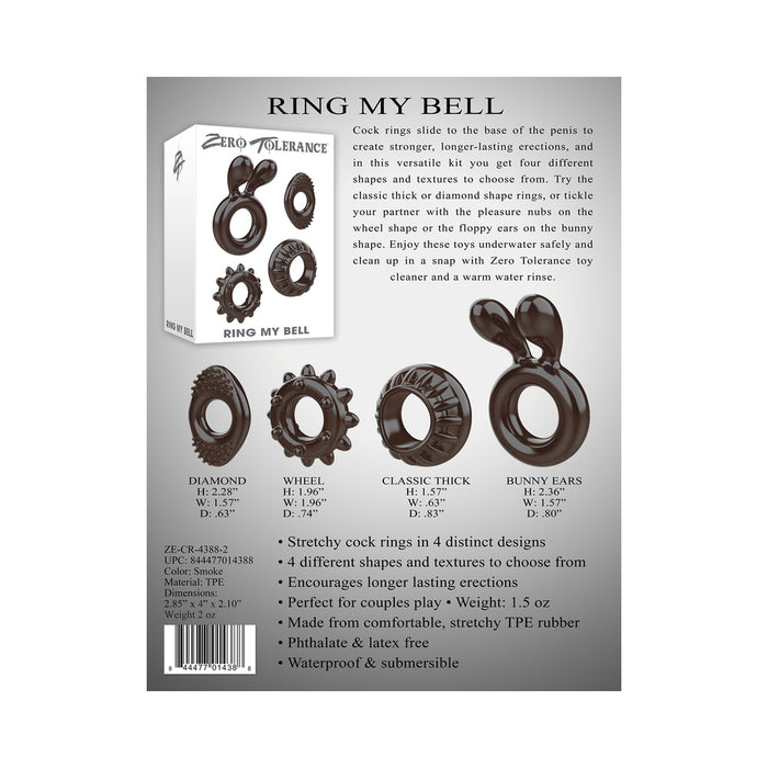Zero Tolerance Ring My Bell 4-Piece Cockring Set Black
