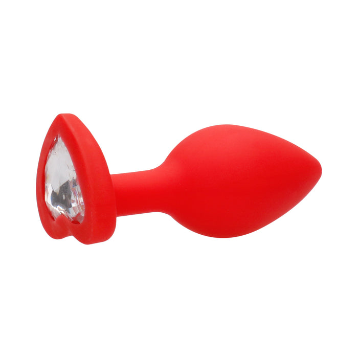 Ouch! Flexible Silicone Diamond Heart Butt Plug Red Large
