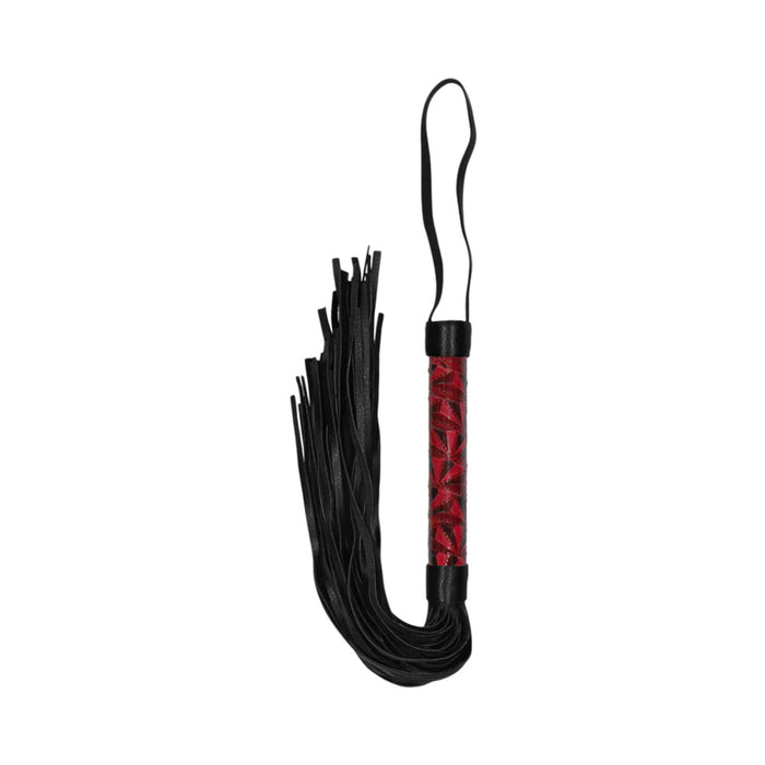 Ouch! Luxury Diamond-Patterned Whip Flogger Burgundy