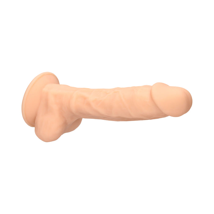 RealRock Ultra Realistic Dual Density Silicone 7 in. Bendable Dildo With Balls Beige