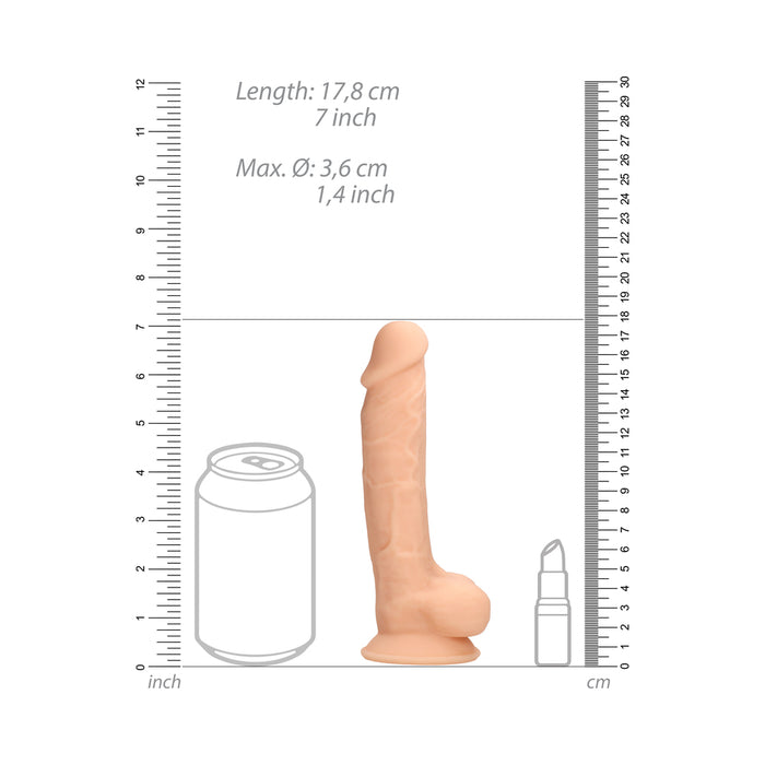 RealRock Ultra Realistic Dual Density Silicone 7 in. Bendable Dildo With Balls Beige