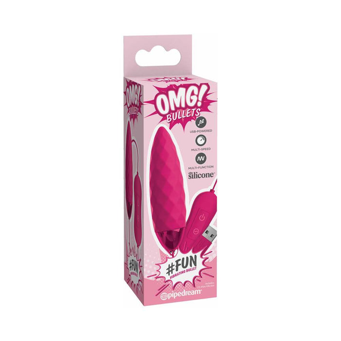 Pipedream OMG! Bullets #Fun USB-Powered Silicone Vibrating Bullet Fuchsia