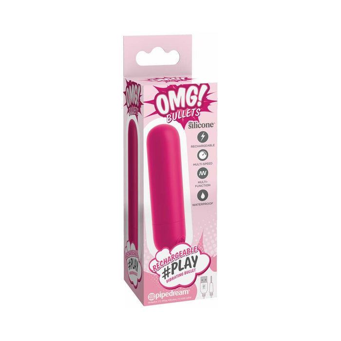 Pipedream OMG! Bullets #Play Rechargeable Silicone Vibrating Bullet Fuchsia