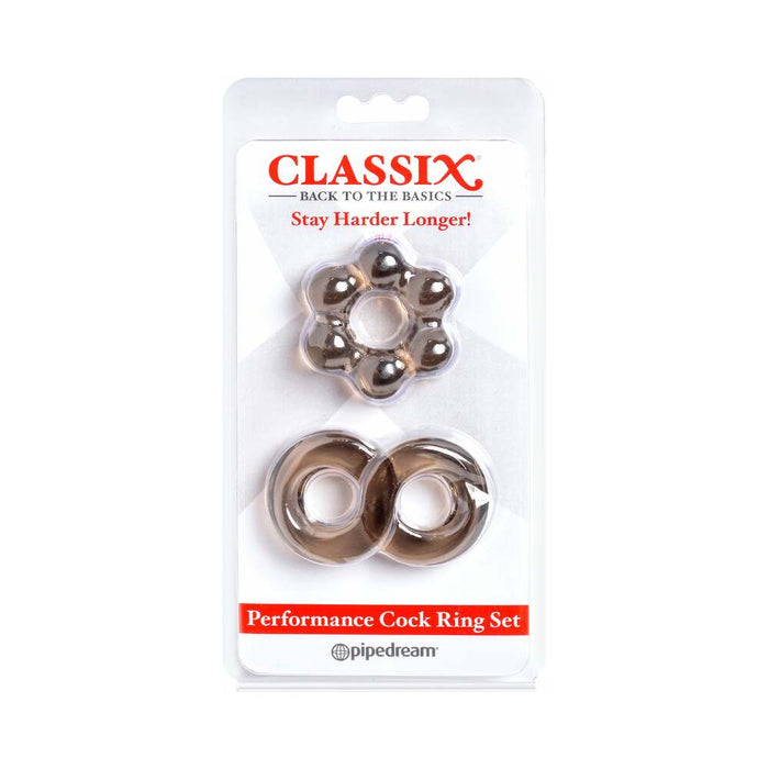 Pipedream Classix 3-Piece Performance Cock Ring Set Smoke