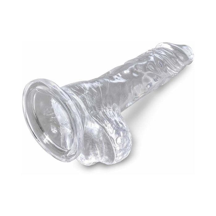 Pipedream King Cock Clear 4 in. Cock With Balls Realistic Suction Cup Dildo