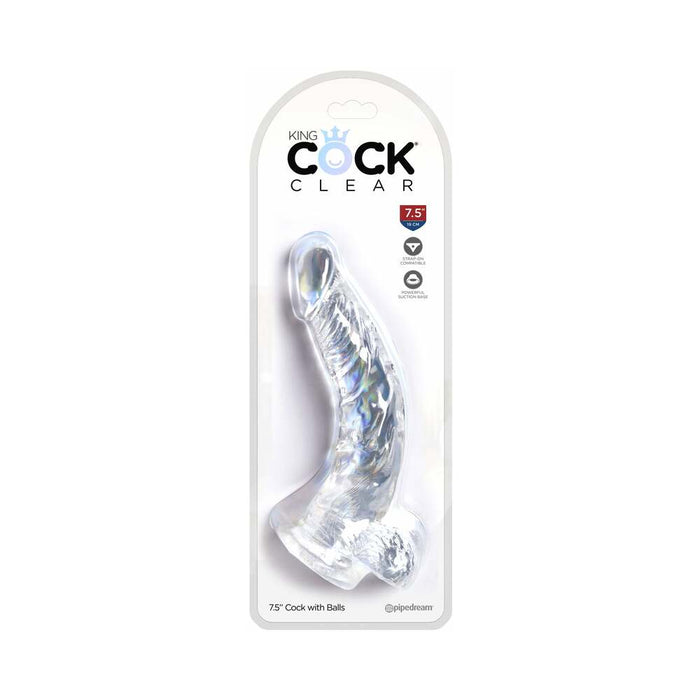 Pipedream King Cock Clear 7.5 in. Cock With Balls Realistic Suction Cup Dildo