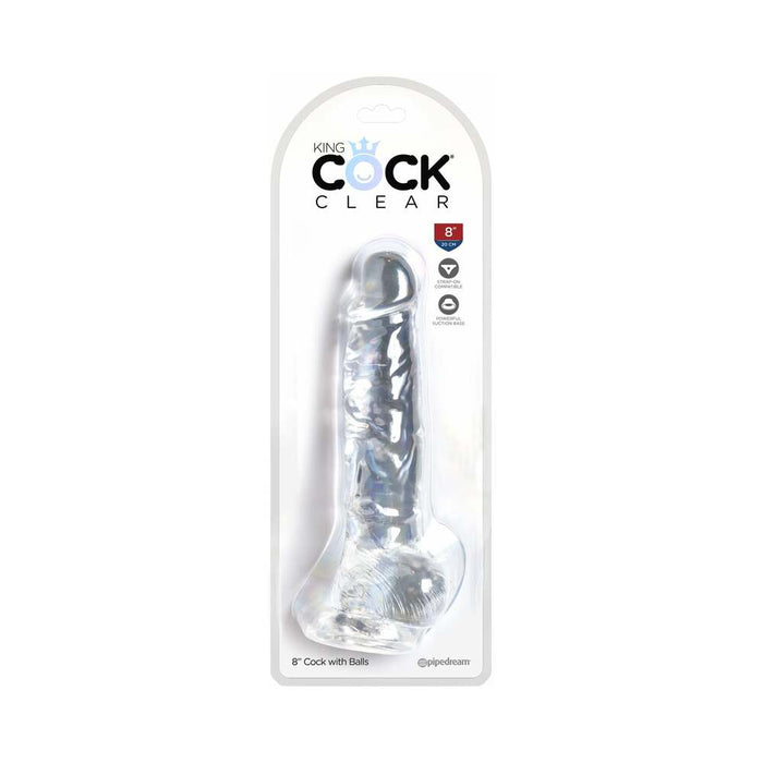 Pipedream King Cock Clear 8 in. Cock With Balls Realistic Suction Cup Dildo