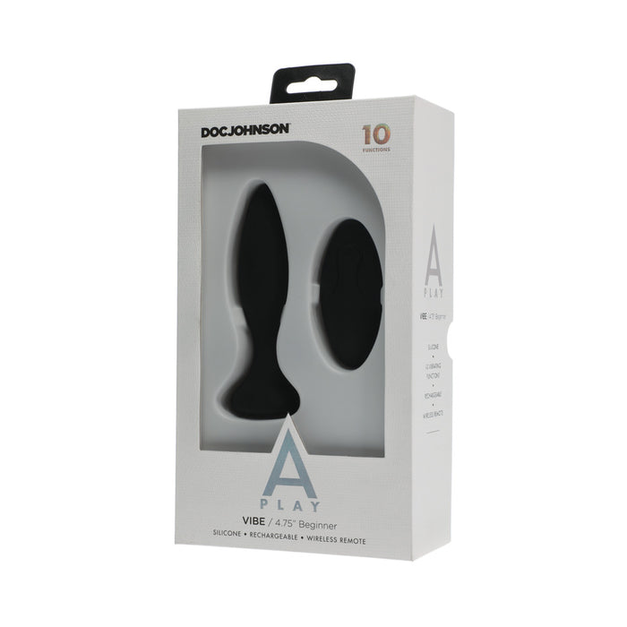 A-Play Vibe Beginner Rechargeable Silicone Anal Plug with Remote Black