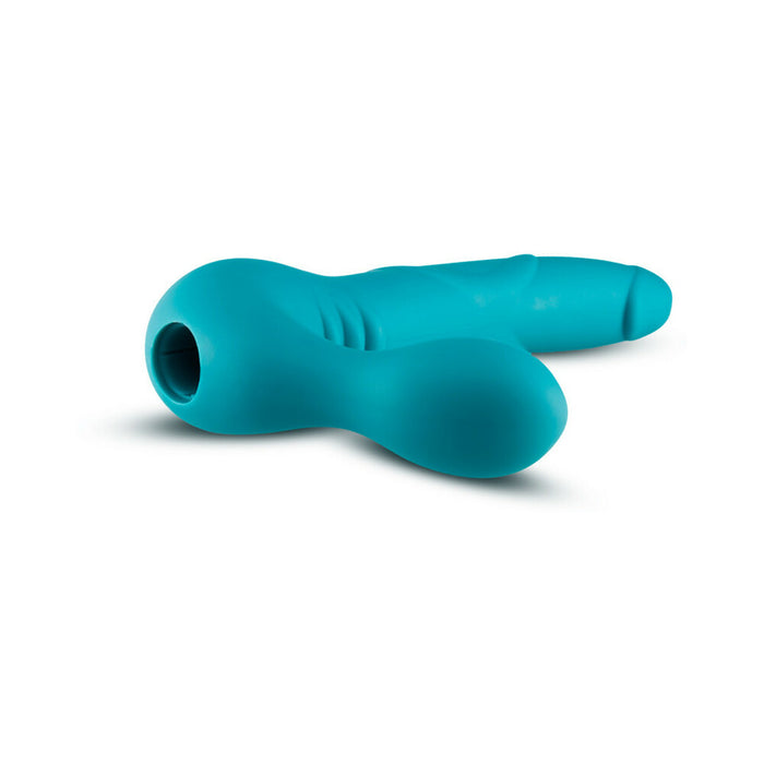 Blush Temptasia Luna 9 in. Silicone Strapless Strap-On Dildo with Rechargeable Bullet Vibrator Teal