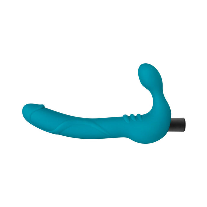 Blush Temptasia Luna 9 in. Silicone Strapless Strap-On Dildo with Rechargeable Bullet Vibrator Teal