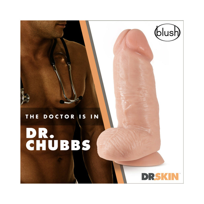 Blush Dr. Skin Dr. Chubbs Realistic 10 in. Dildo with Balls & Suction Cup Beige