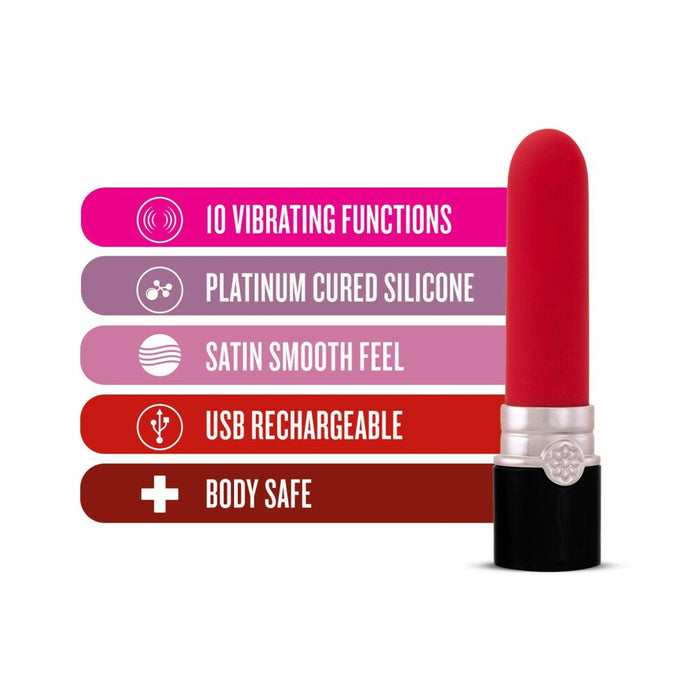 Blush Lush Lina Rechargeable Silicone Lipstick Vibrator Scarlet