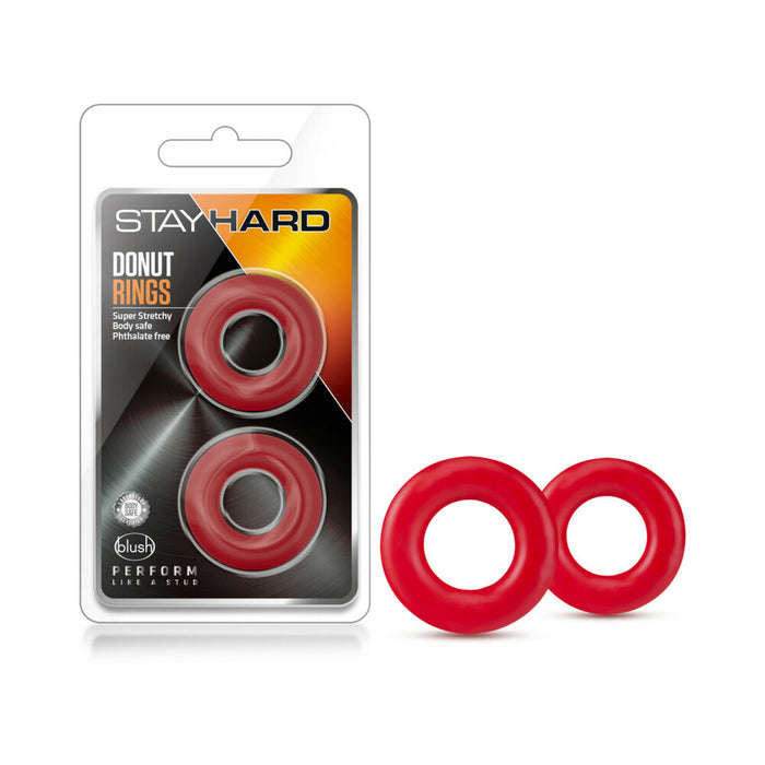 Blush Stay Hard Donut Rings Cockring 2-Pack Red