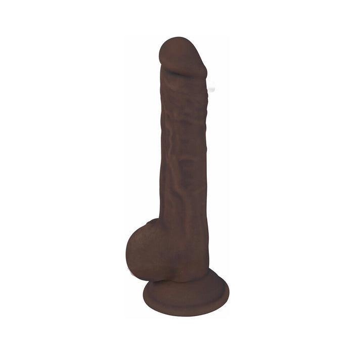 Curve Toys FLESHSTIXXX 9 in. Posable Dual Density Silicone Dildo with Balls & Suction Cup Brown