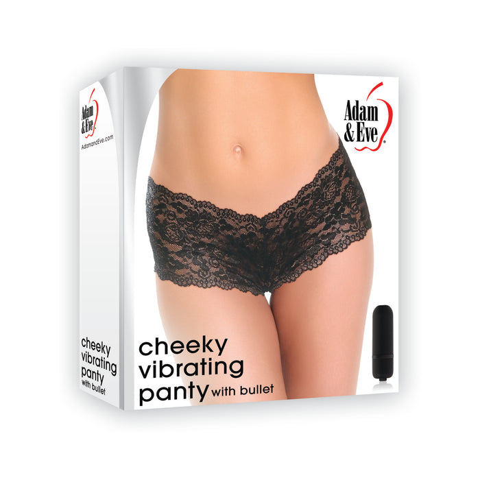 Adam & Eve Cheeky Panty With Rechargeable Bullet Vibrator Black O/S