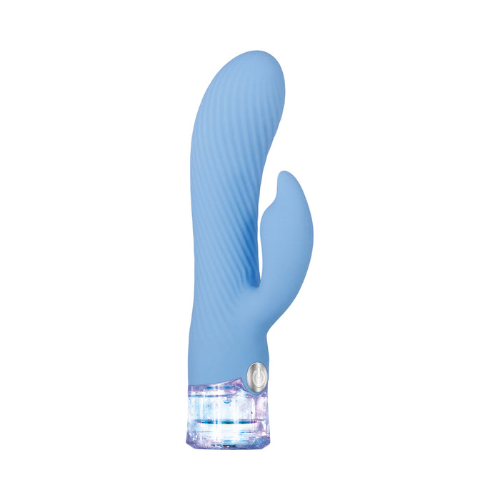 Evolved Glitterific Light-Up Rechargeable Silicone Dual Stimulator Blue