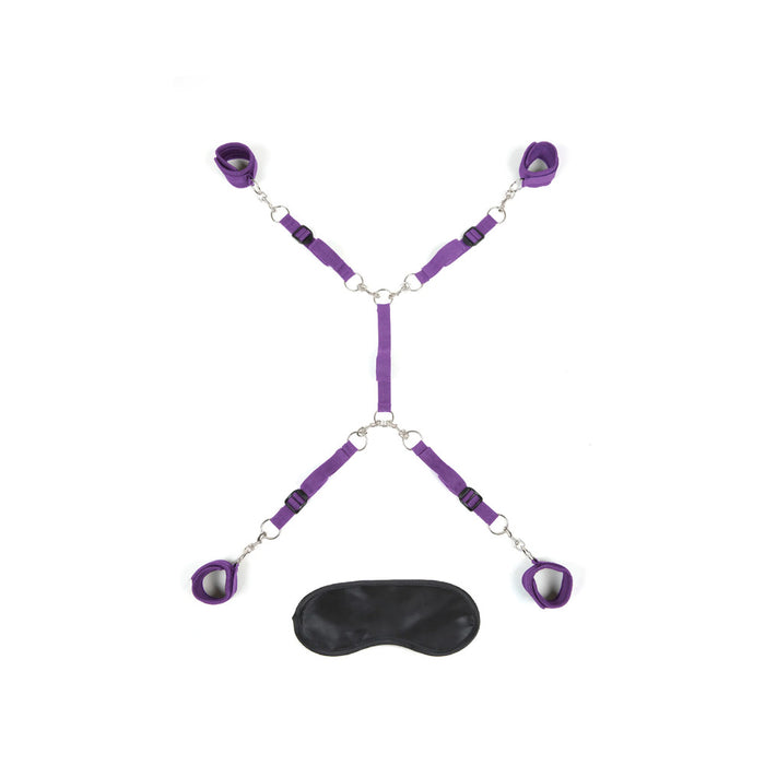 Lux Fetish 7-Piece Bed Spreader Playful Restraint System Purple