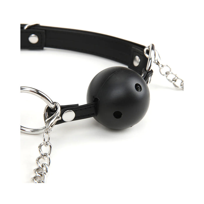 Lux Fetish Breathable Ball Gag with Adjustable Pressure Nipple Clamps