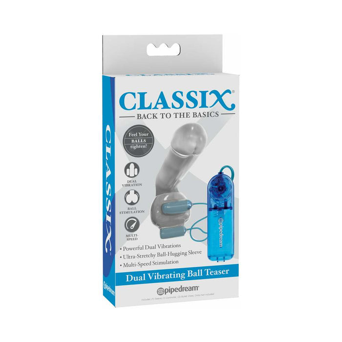 Pipedream Classix Dual Vibrating Ball Teaser Testicle Massager Clear/Blue
