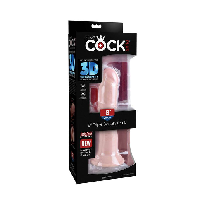 Pipedream King Cock Plus 8 in. Triple Density Cock Realistic Dildo With Suction Cup Beige