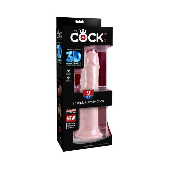 Pipedream King Cock Plus 9 in. Triple Density Cock Realistic Dildo With Suction Cup Beige