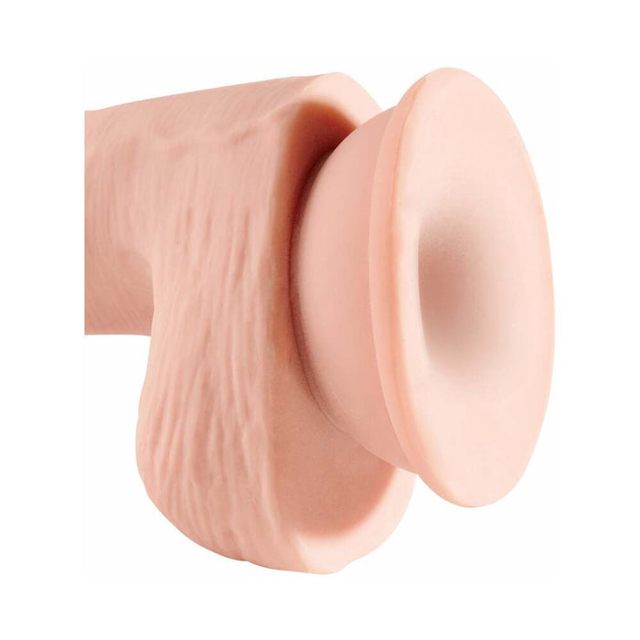 Pipedream King Cock Plus 5 in. Triple Density Cock With Balls Realistic Suction Cup Dildo Beige