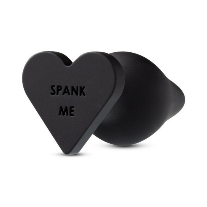 Blush Temptasia 'Spank Me' Silicone Anal Plug with Heart-Shaped Base Black
