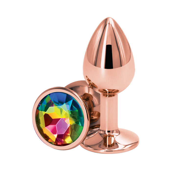 Rear Assets Rose Gold Anal Plug Small Rainbow