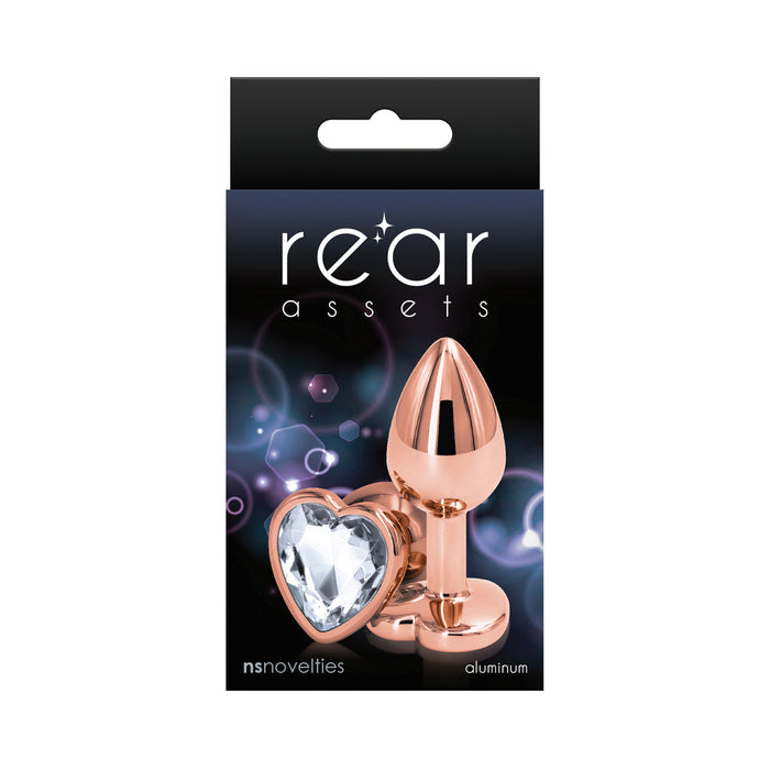 Rear Assets Rose Gold Heart Plug Small Clear
