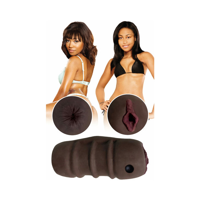 Curve Toys Mistress Perfect Fuck Double Trouble BFFs Elina & Nadia Vibrating Stroker Brown