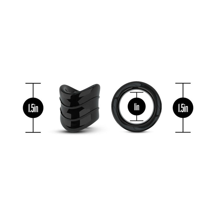 Stay Hard Beef Ball Stretcher Snug X Long 1 in. Black
