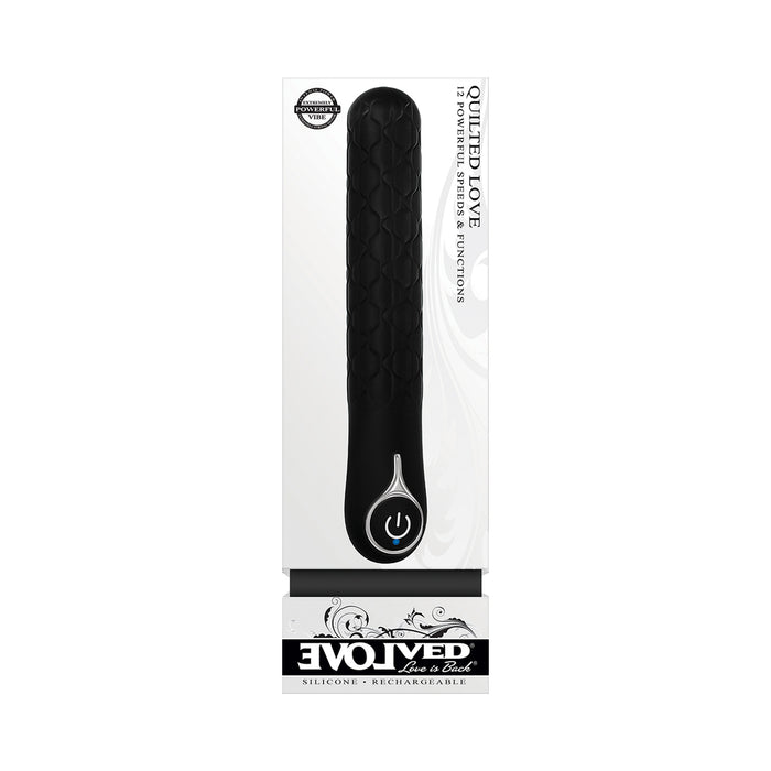 Evolved Quilted Love Rechargeable Textured Silicone Sli mline Vibrator Black
