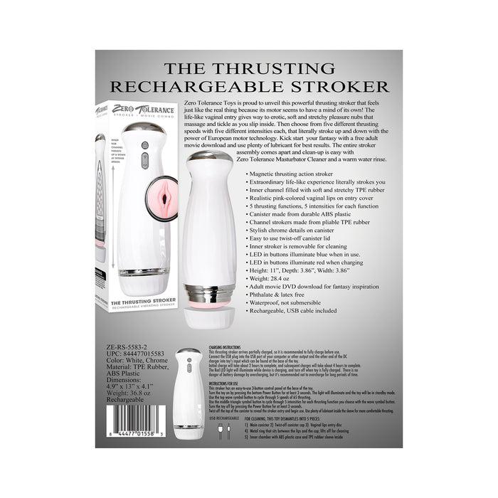 Zero Tolerance Rechargeable Thrusting Stroker With Movie Download White