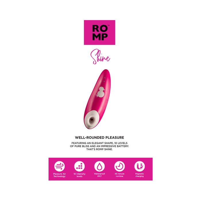 ROMP Shine Rechargeable Silicone Pleasure Air Clitoral Vibrator Pink